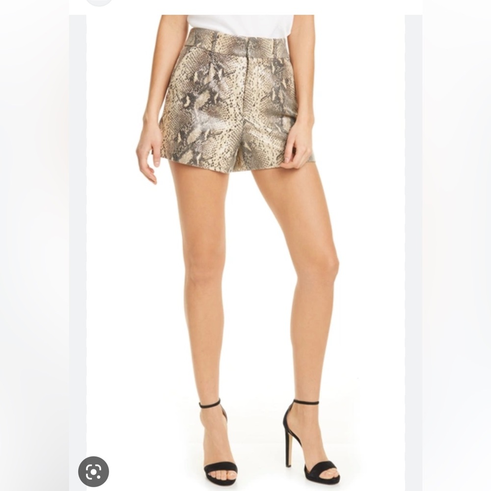 Alice and Olivia Leather snake/alligator print shorts